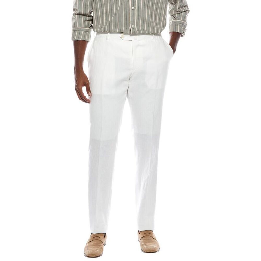 Isaia Mens  Linen Trouser, White